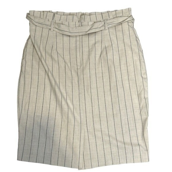 Banana Republic Ivory Pinstripe Wrap Skirt Tie Waist Tailored‎ Minimalist Sz 10P - Picture 3 of 10